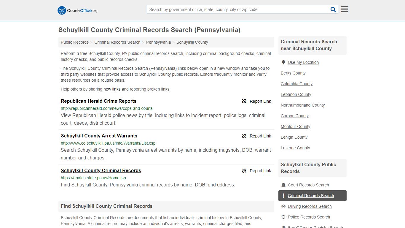 Criminal Records Search - Schuylkill County, PA (Arrests ...
