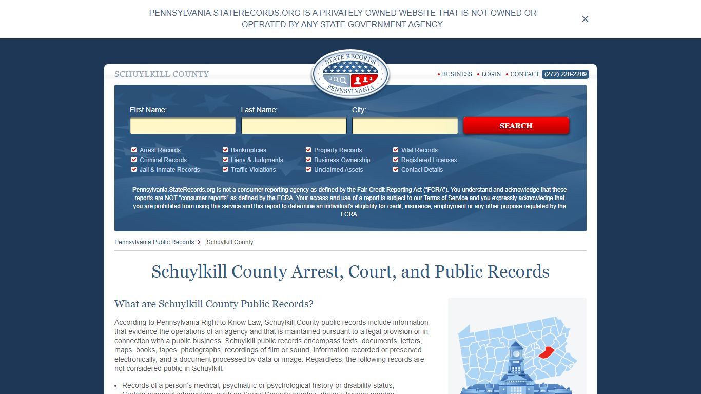 Schuylkill County Arrest, Court, and Public Records