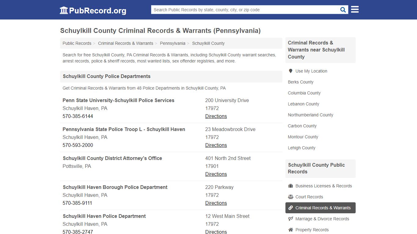Free Schuylkill County Criminal Records & Warrants ...